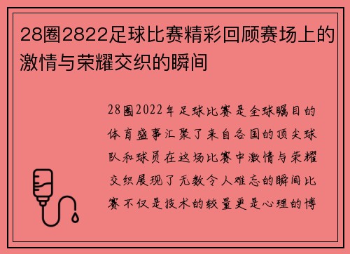 28圈2822足球比赛精彩回顾赛场上的激情与荣耀交织的瞬间